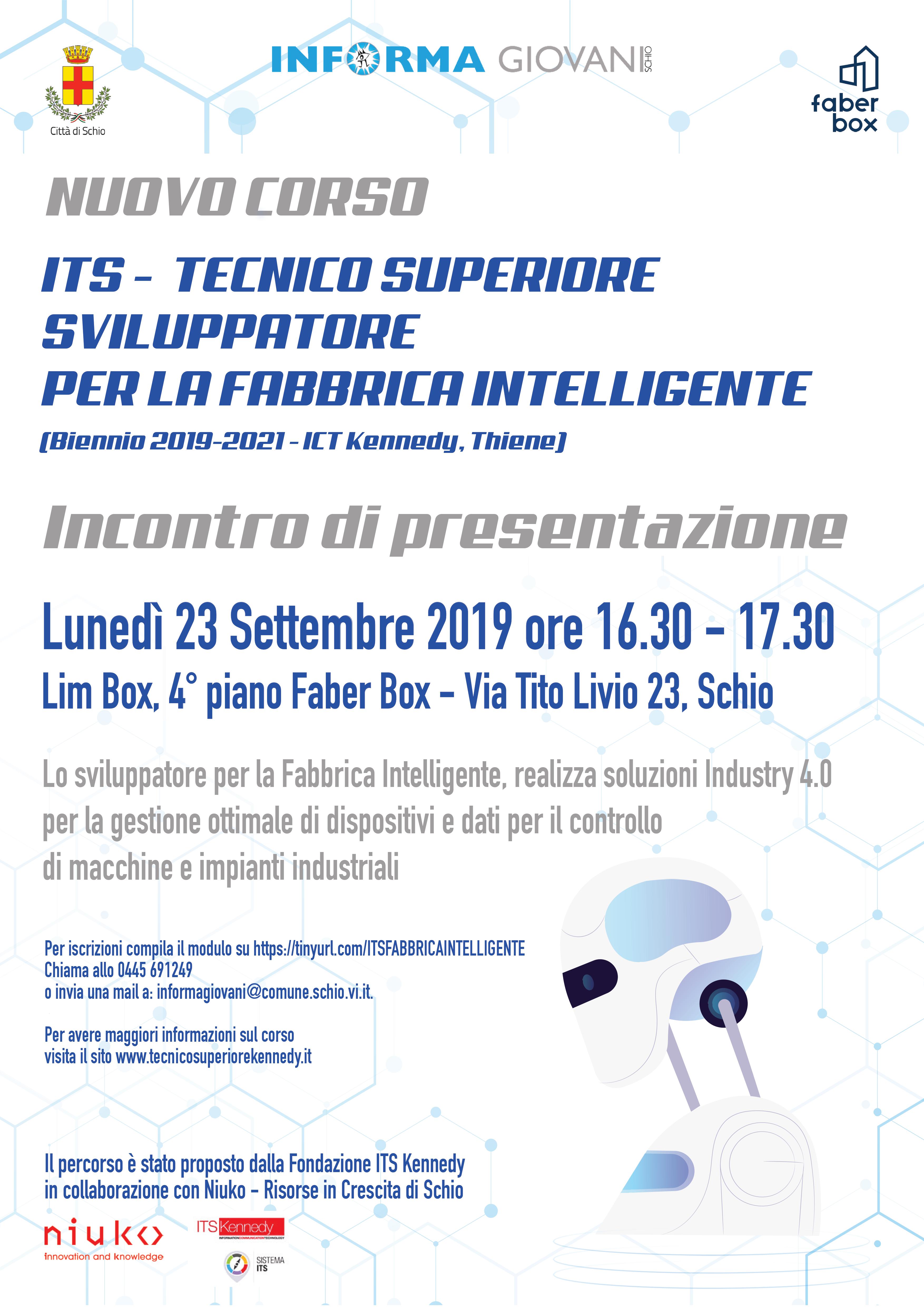 Presentazione nuovo ITS Tecnico Superiore Sviluppatore per la Fabbrica intelligente