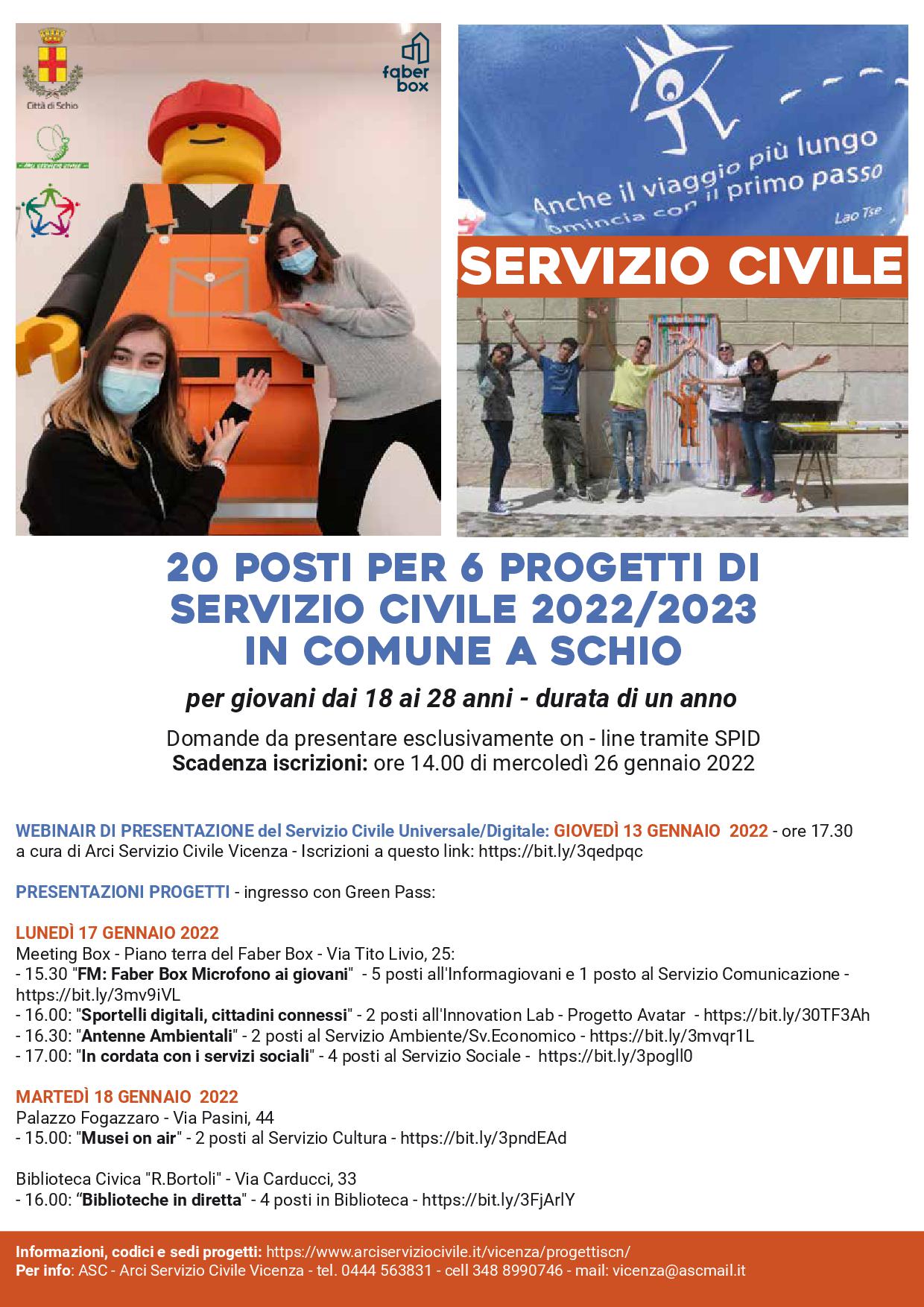 Nuovo bando servizio civile  2022/2023 a Schio!