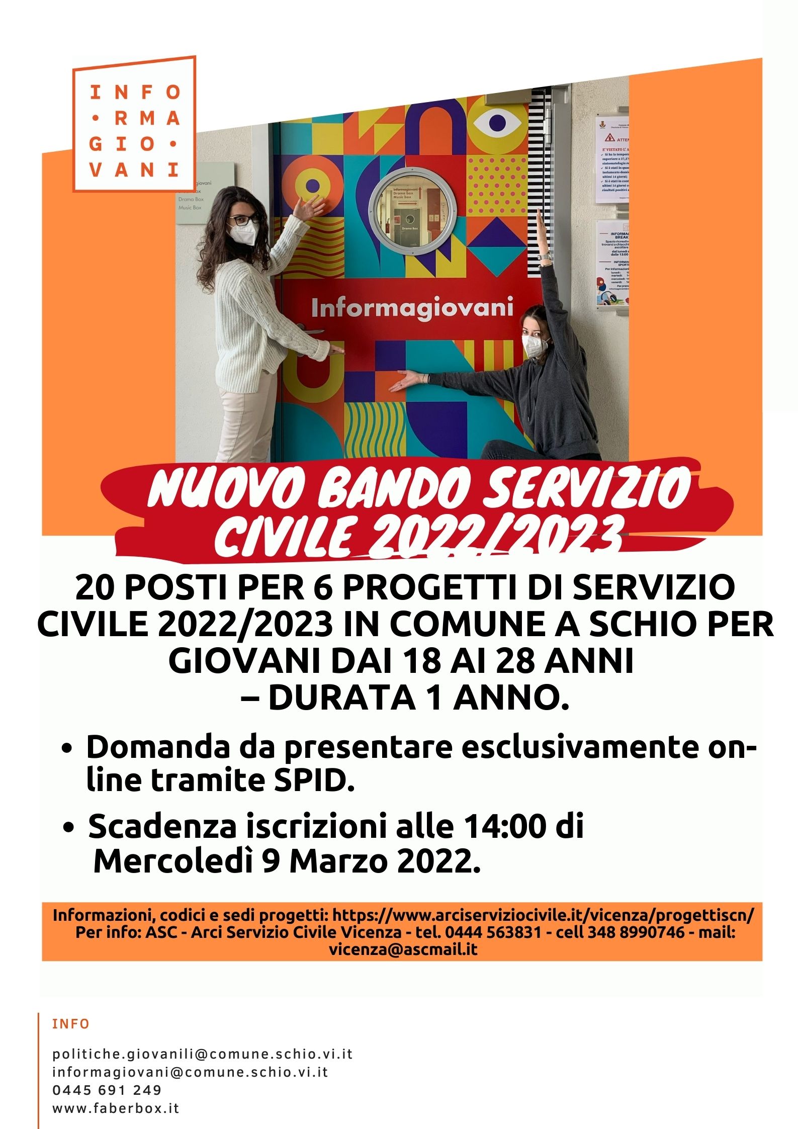 NUOVO BANDO SERVIZIO CIVILE 2022/2023 A SCHIO