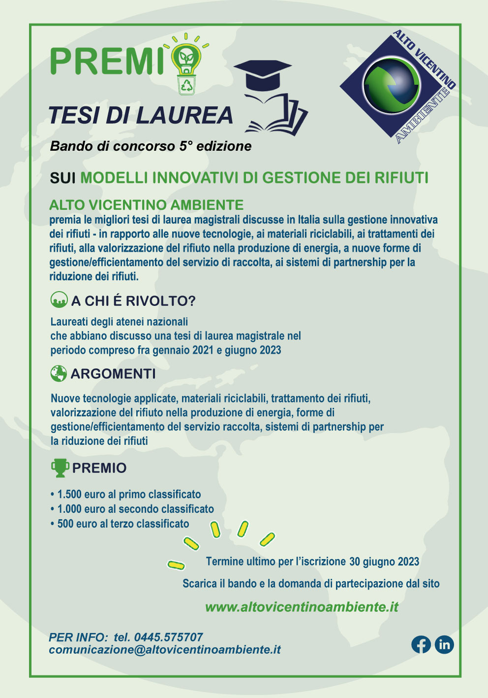 Quinta edizione Premio AVA per le migliori tesi di laurea sul tema rifiuti