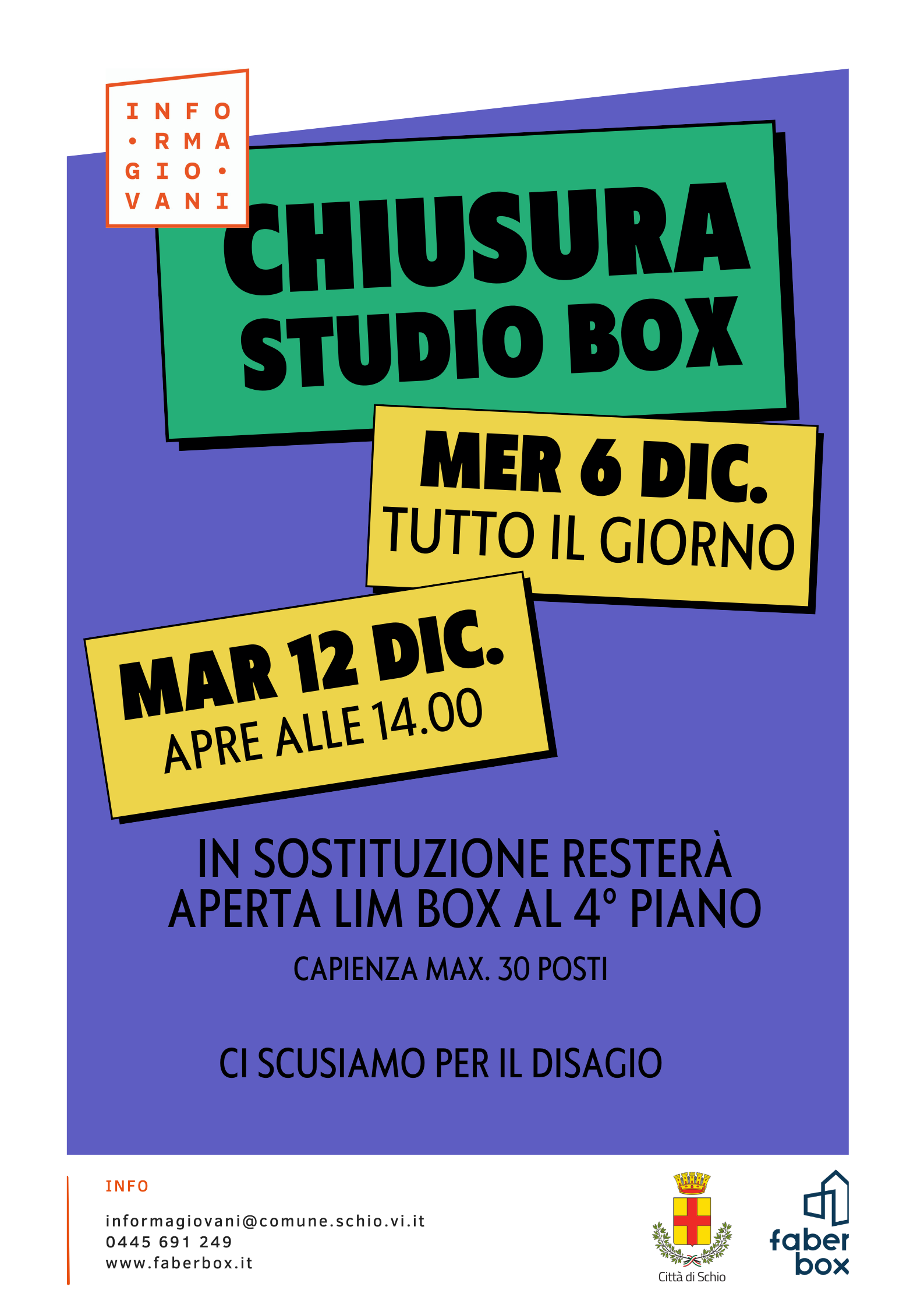Chiusura Studio Box  6 dicembre