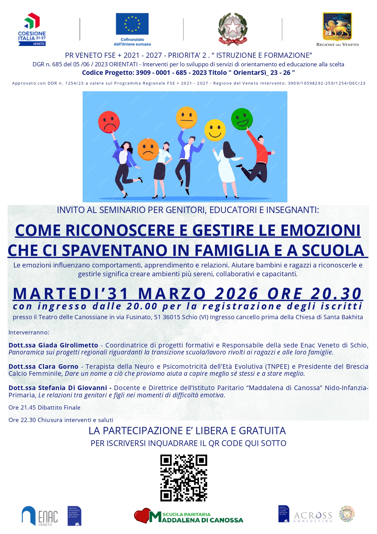 Seminario: Come riconoscere e gestire le emozioni che ci spaventano in famiglia e scuola